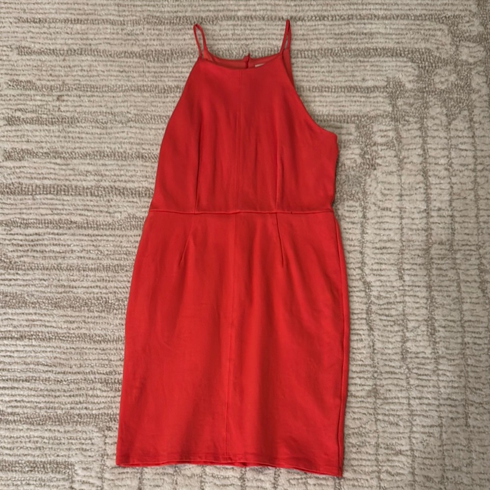 Elegant Orange/Red Sleeveless Dress